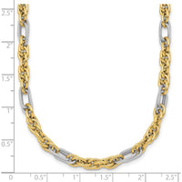14K Yellow Gold 4.2mm Fancy Rope Chain Necklace with White Rhodium Accents - 18" Length by 0