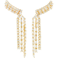 14K Yellow Gold 4.50 Carat Diamond Drop Earrings with Round and Baguette Diamonds - 4.50 Carat Total Diamond Weight