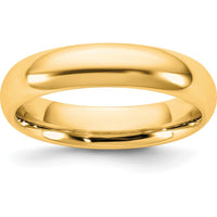 14K Yellow Gold 4.5mm Comfort Fit Domed Wedding Band - Polished Finish by Luciano & Cie