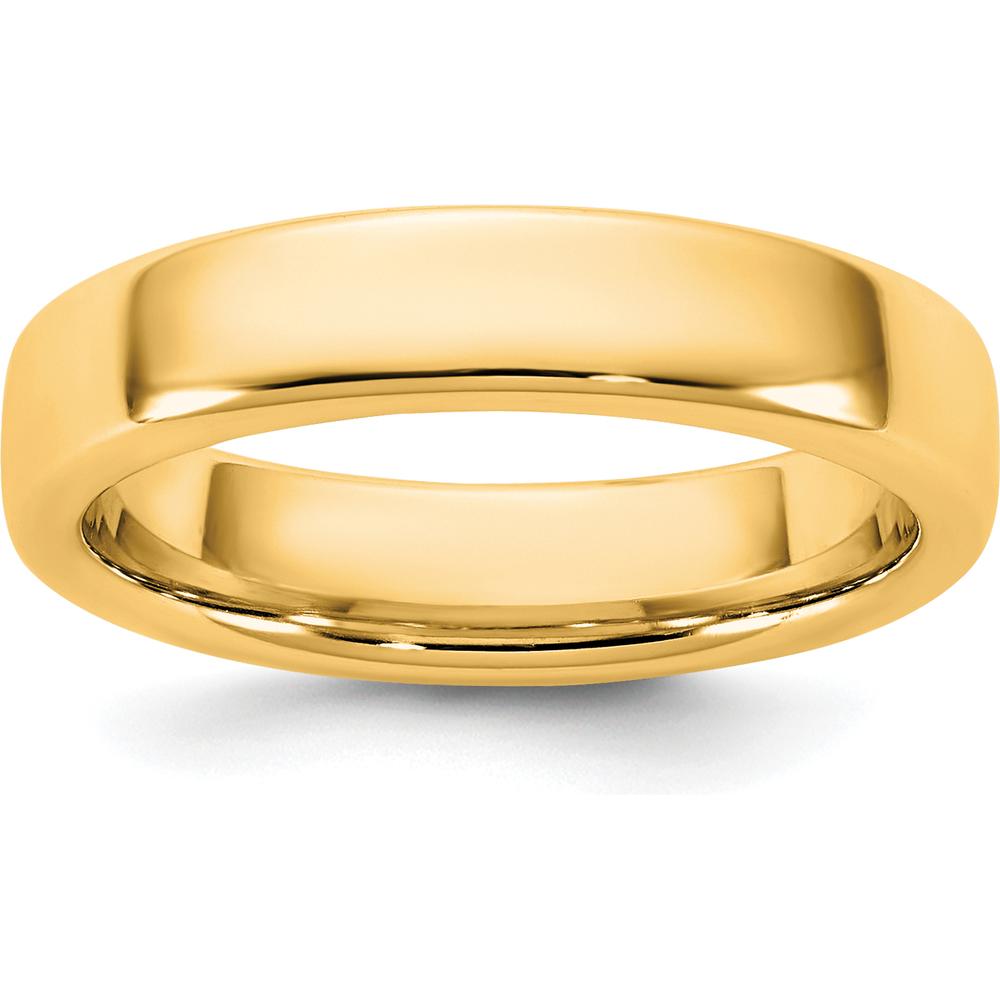 14K Yellow Gold 4.5mm European Comfort Fit Band - Polished Domed Wedding Ring Size 8 by Luciano & Cie