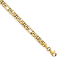 14K Yellow Gold 4.5mm Fancy Link Bracelet - 7.5" Length by 0