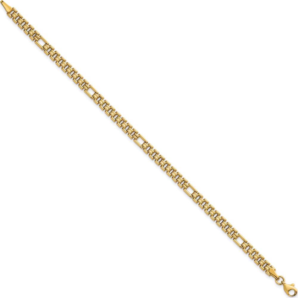14K Yellow Gold 4.5mm Fancy Link Bracelet - 7.5" Length by 0