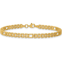 14K Yellow Gold 4.5mm Fancy Link Bracelet - 7.5" Length by 0