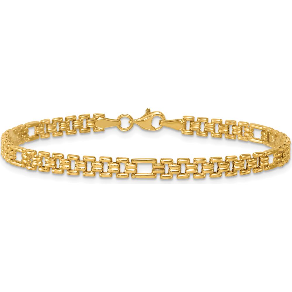 14K Yellow Gold 4.5mm Fancy Link Bracelet - 7.5" Length by 0