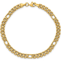 14K Yellow Gold 4.5mm Fancy Link Bracelet - 7.5" Length by 0