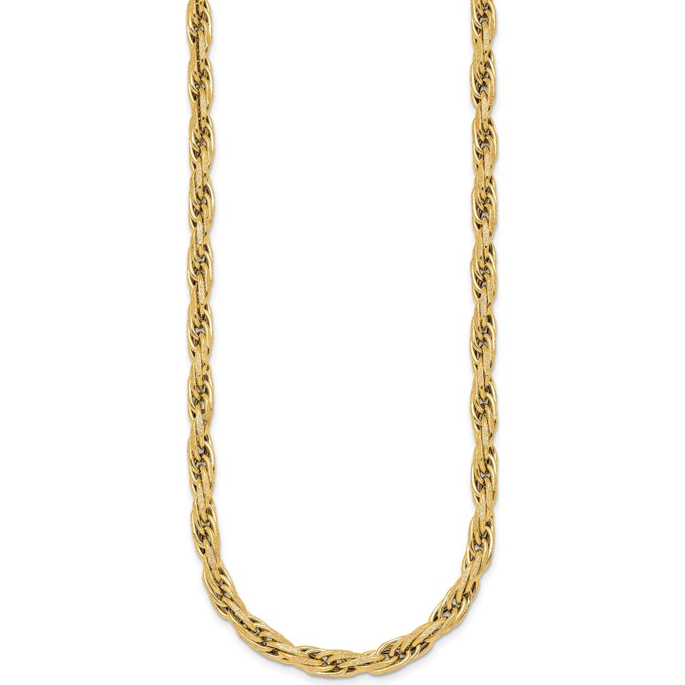 14K Yellow Gold 4.5mm Flat Rope Chain Necklace - 18.25" Length by 0