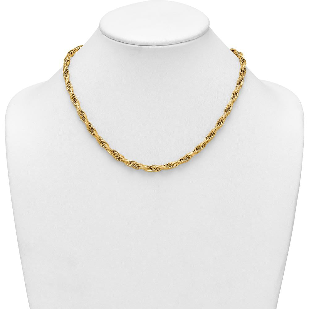 14K Yellow Gold 4.5mm Flat Rope Chain Necklace - 18.25" Length by 0