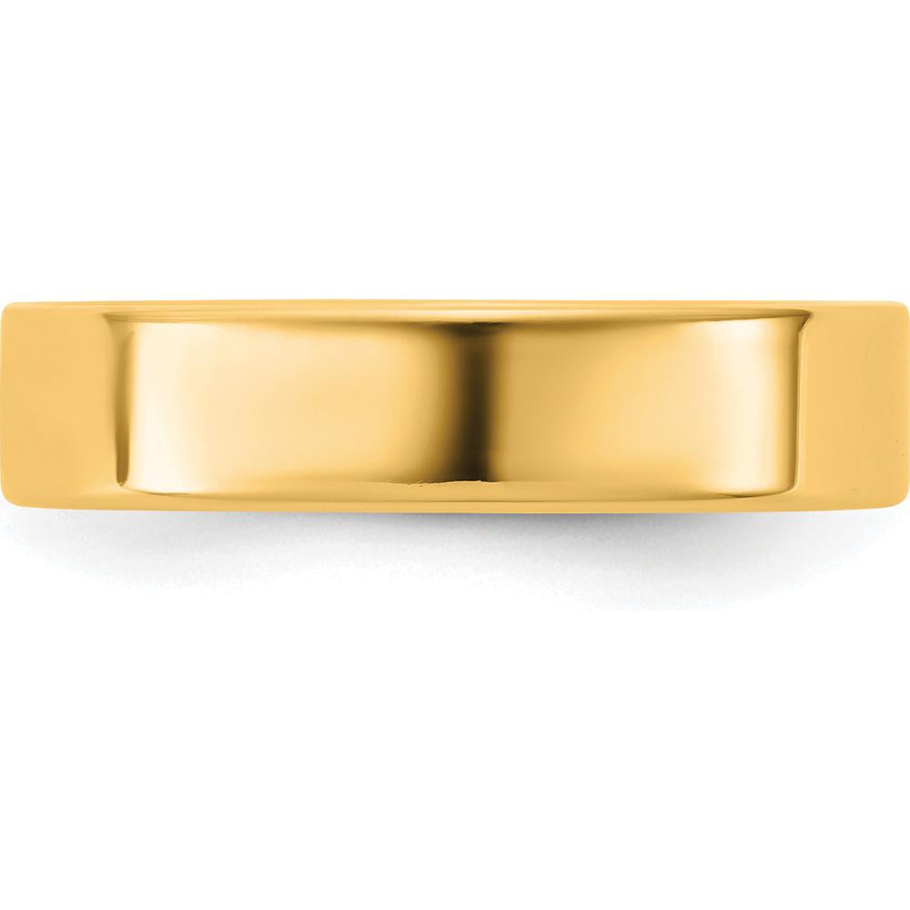 14K Yellow Gold 4.5mm Flat Wedding Band Ring - Polished Finish, Unisex Size 6 by Luciano & Cie