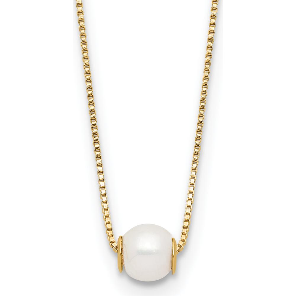 14K Yellow Gold 4-5mm Freshwater Cultured Pearl Necklace - 18" by Monteluci Fine Jewelry