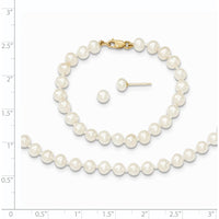 14K Yellow Gold 4-5mm Freshwater Cultured Pearl Necklace, Bracelet & Post Earrings Set by Oro Pregiato