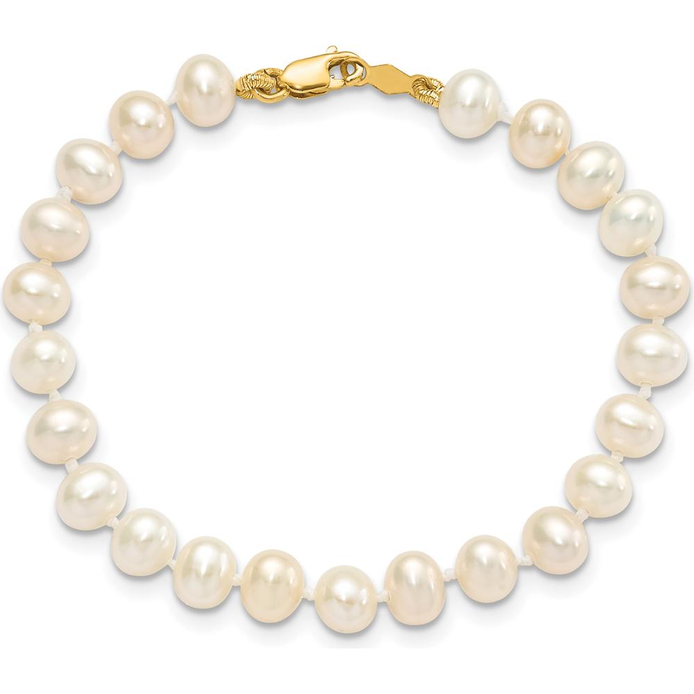 14K Yellow Gold 4-5mm Freshwater Cultured Pearl Necklace, Bracelet & Post Earrings Set by Oro Pregiato