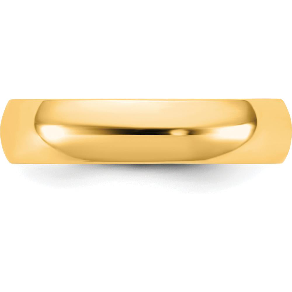 14K Yellow Gold 4.5mm Half Round Wedding Band - Polished Finish, Solid Gold, Unisex Design by Luciano & Cie