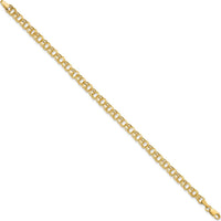 14K Yellow Gold 4.5mm Hollow Diamond-Cut Double Link Charm Bracelet - 8" Length by Oro Pregiato