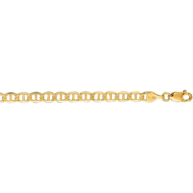 14K Yellow Gold 4.5mm Mariner Chain Necklace - 20" with Polished Finish and Lobster Clasp by Orozza Fine Jewelry