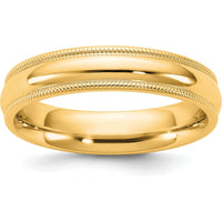 14K Yellow Gold 4.5mm Milgrain Comfort Fit Domed Wedding Band by Luciano & Cie