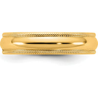 14K Yellow Gold 4.5mm Milgrain Half Round Band - Size 6 by Luciano & Cie