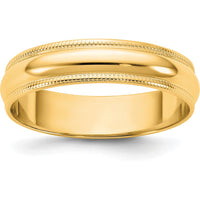 14K Yellow Gold 4.5mm Milgrain Half Round Wedding Band by Luciano & Cie