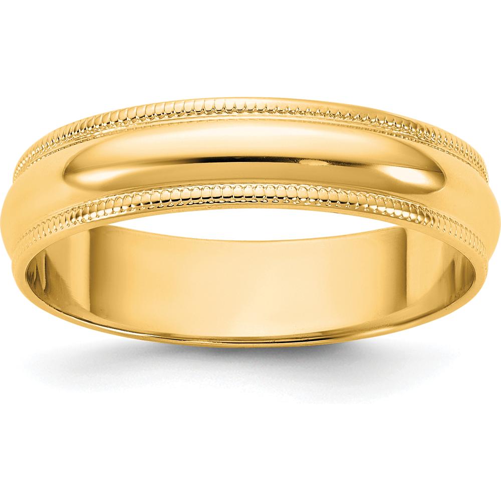 14K Yellow Gold 4.5mm Milgrain Half Round Wedding Band Ring by Luciano & Cie