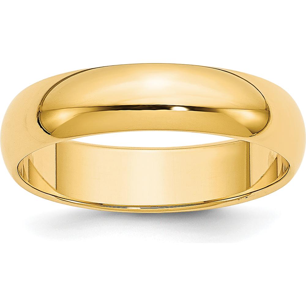 14K Yellow Gold 4.5mm Polished Half Round Wedding Band - Domed Profile, Size 7 by Luciano & Cie