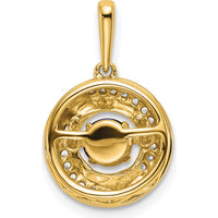 14K Yellow Gold 4.5mm Round Amethyst and Diamond Pendant with 18 Diamonds - 0.33 Carat Amethyst, 0.009 Carat Diamond Weight by Lumare Gioia