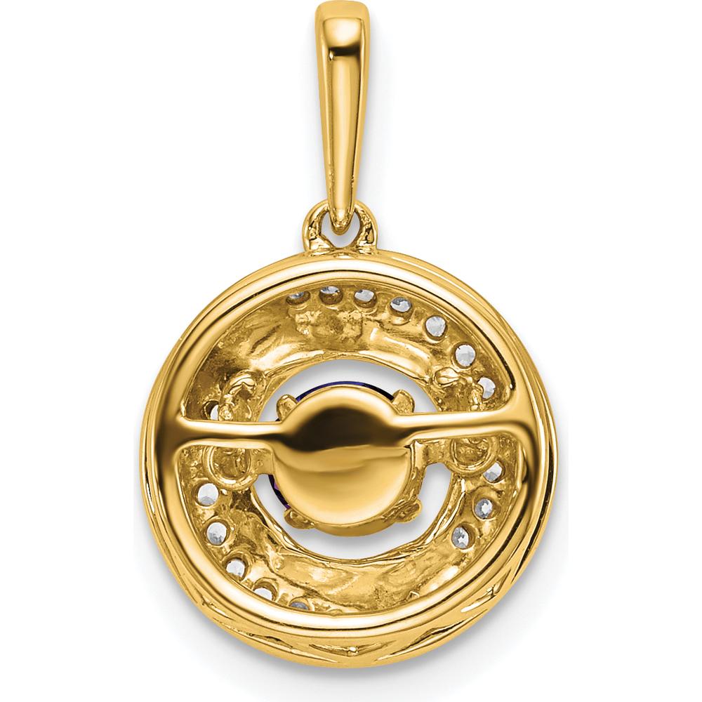 14K Yellow Gold 4.5mm Round Amethyst and Diamond Pendant with 18 Diamonds - 0.33 Carat Amethyst, 0.009 Carat Diamond Weight by Lumare Gioia