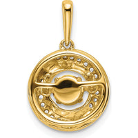 14K Yellow Gold 4.5mm Round Citrine and Diamond Moving Pendant with 18 Diamonds - 0.33 Carat Total Gem Weight by Lumare Gioia