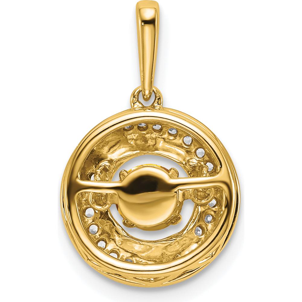 14K Yellow Gold 4.5mm Round Citrine and Diamond Moving Pendant with 18 Diamonds - 0.33 Carat Total Gem Weight by Lumare Gioia