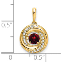 14K Yellow Gold 4.5mm Round Garnet and Diamond Moving Pendant - 0.33 Carat Total Garnet Weight, 0.009 Carat Total Diamond Weight by Lumare Gioia