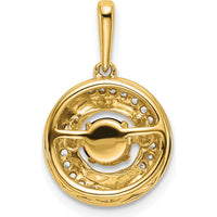 14K Yellow Gold 4.5mm Round Garnet and Diamond Moving Pendant - 0.33 Carat Total Garnet Weight, 0.009 Carat Total Diamond Weight by Lumare Gioia