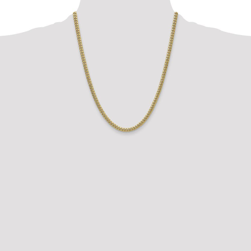 14K Yellow Gold 4.5mm Semi-Solid Miami Cuban Chain Necklace - 22 inches by Oro Pregiato