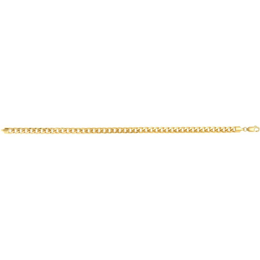 14K Yellow Gold 4.5mm Semi-Solid Miami Cuban Link Bracelet with Lobster Lock - 8.5" by Orozza Fine Jewelry