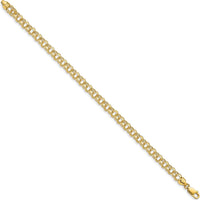 14K Yellow Gold 4.75mm Diamond-Cut Solid Heavy Double Link 7" Charm Bracelet by Oro Pregiato