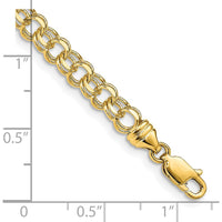 14K Yellow Gold 4.75mm Diamond-Cut Solid Heavy Double Link 7" Charm Bracelet by Oro Pregiato