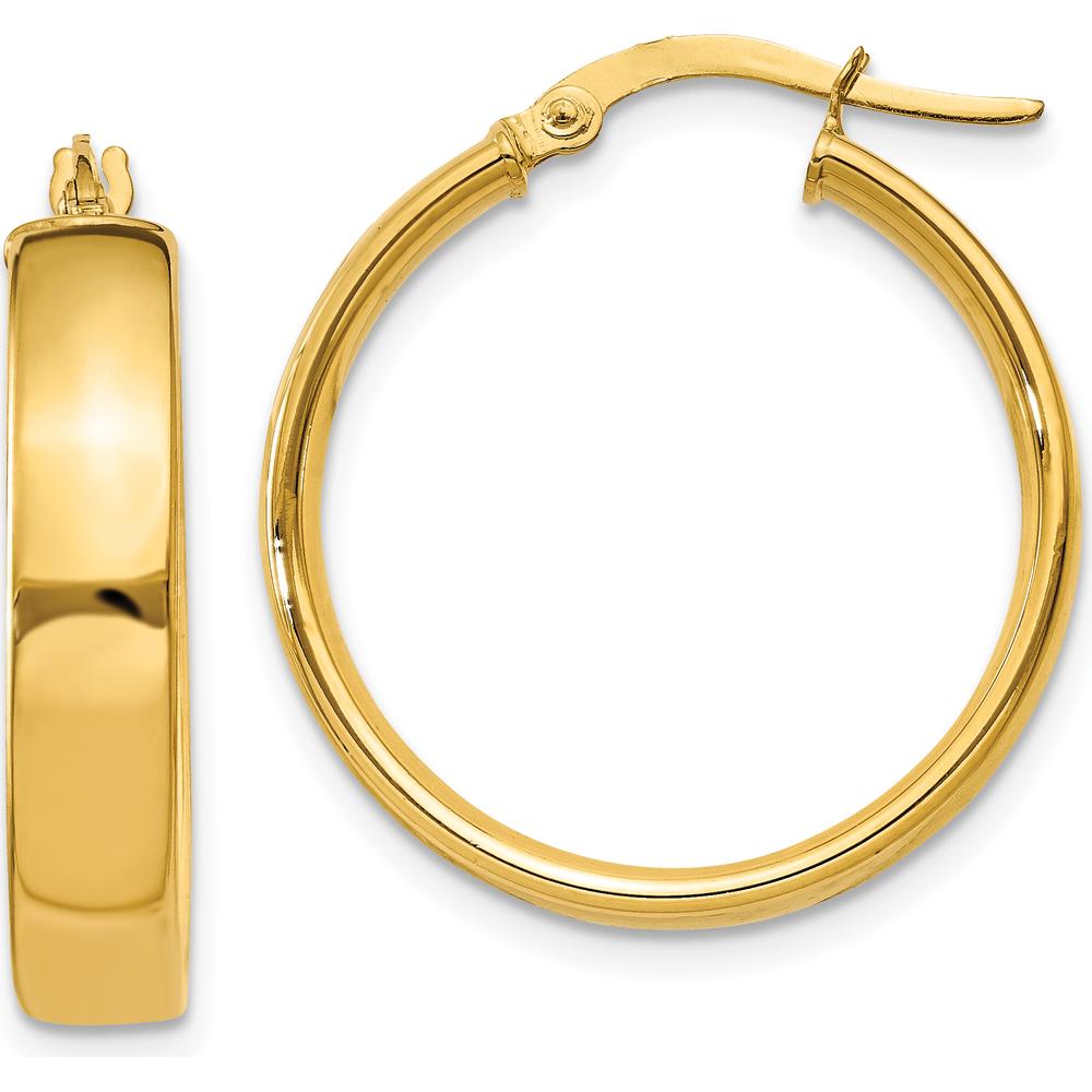 14K Yellow Gold 4.75mm Large Hoop Earrings - Polished Finish by Oro Pregiato