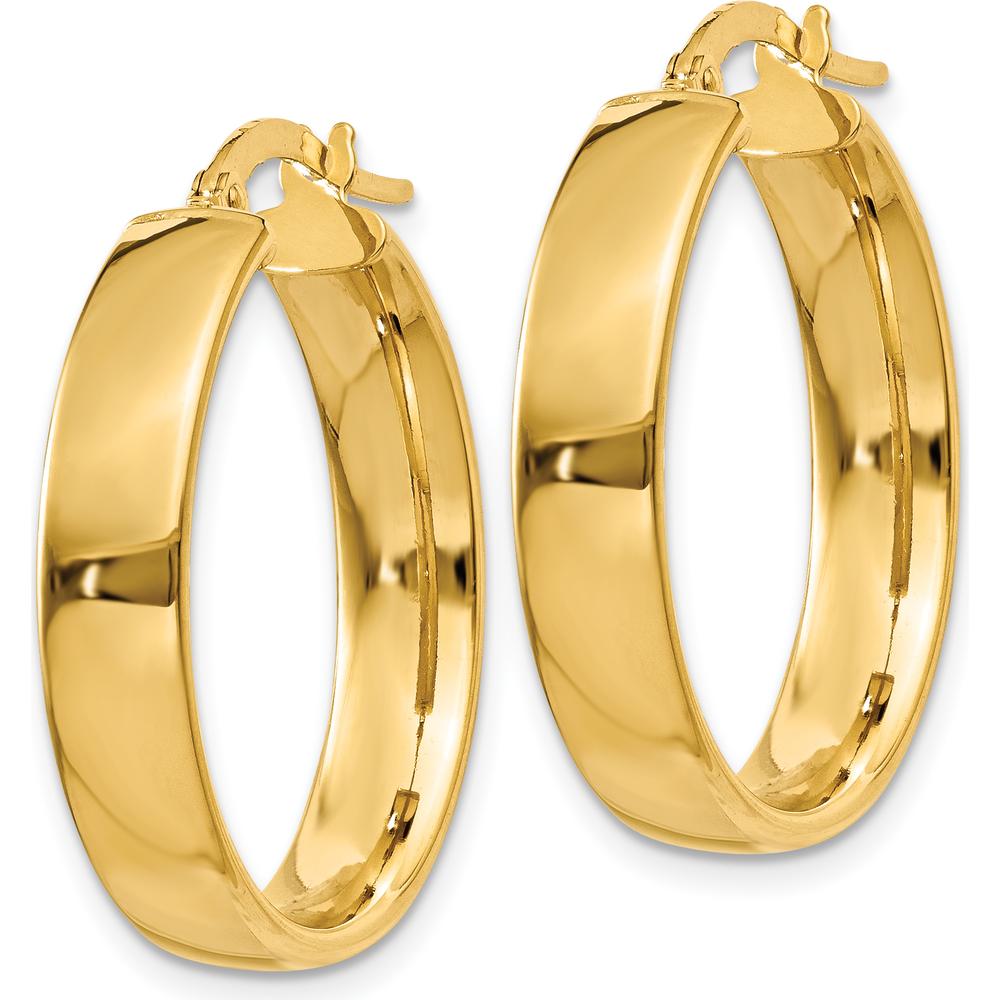 14K Yellow Gold 4.75mm Large Hoop Earrings - Polished Finish by Oro Pregiato