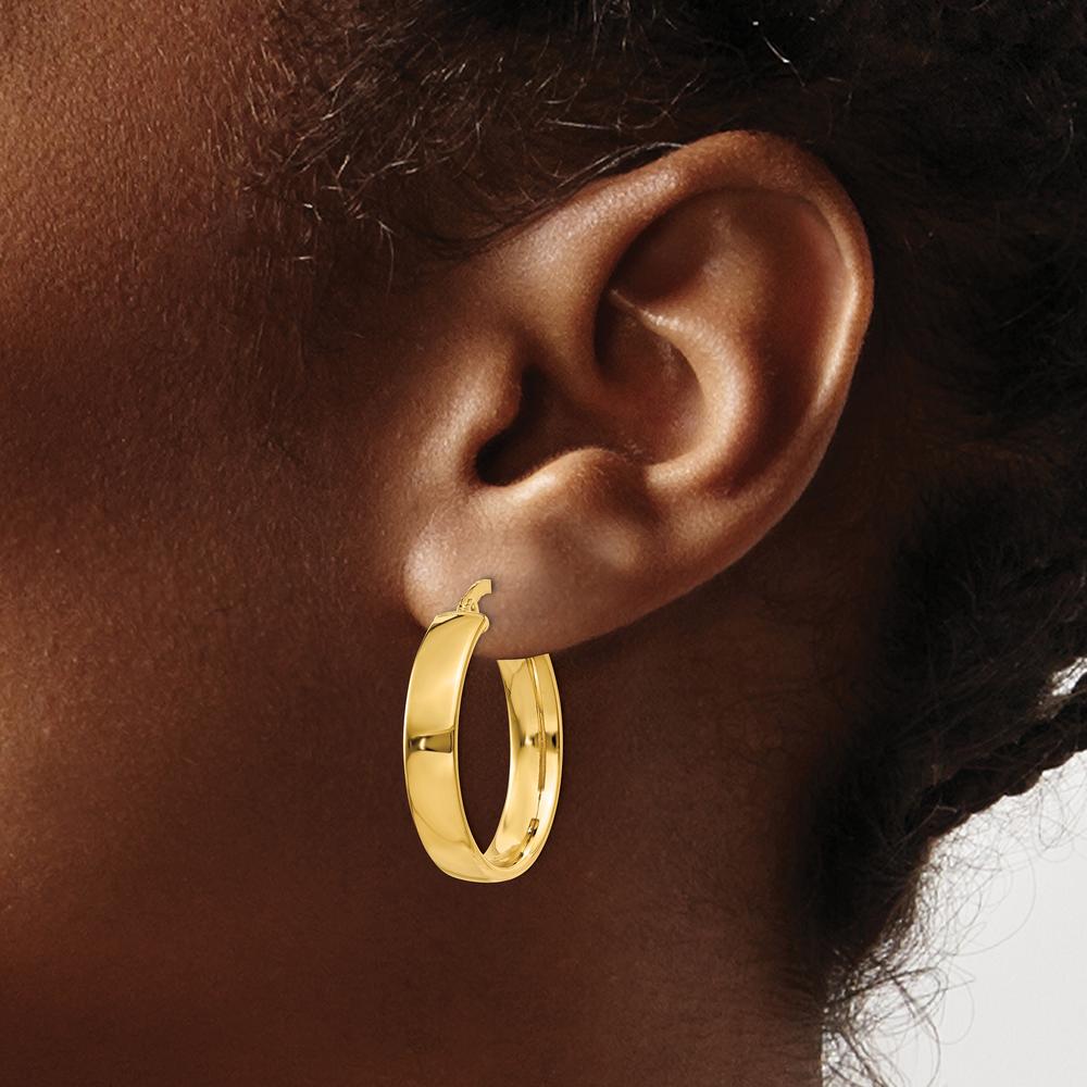 14K Yellow Gold 4.75mm Large Hoop Earrings - Polished Finish by Oro Pregiato