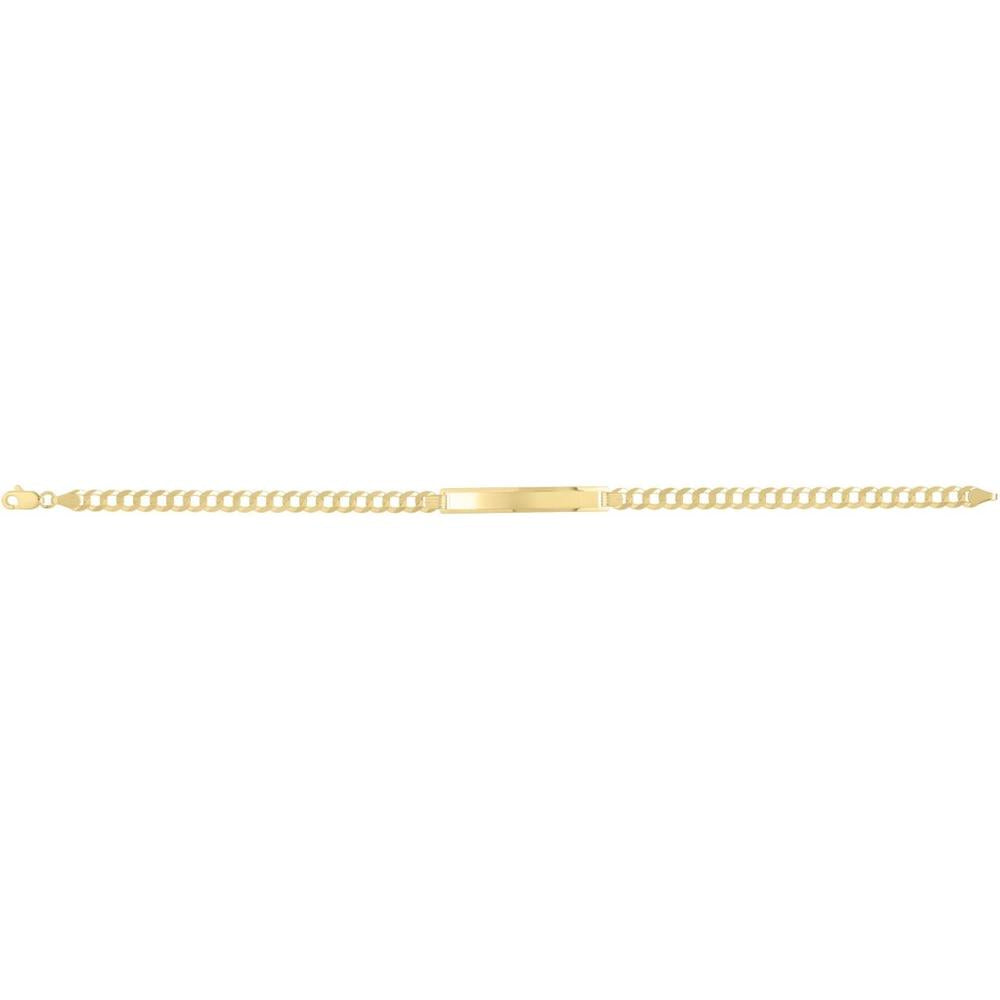 14K Yellow Gold 4.7mm Diamond-Cut Curb ID Bracelet - 7" with Lobster Clasp by Orozza Fine Jewelry