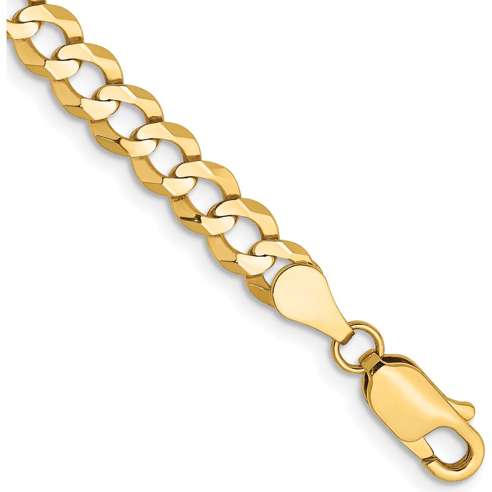 14K Yellow Gold 4.7mm Lightweight Flat Cuban Chain Bracelet with Lobster Clasp by Oro Pregiato