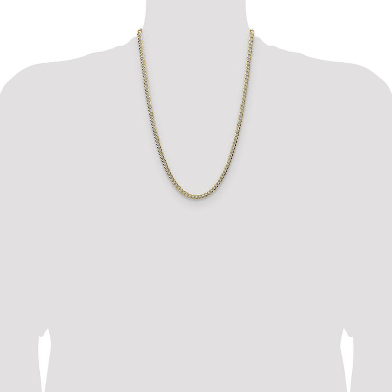 14K Yellow Gold 4.7mm Lightweight Pavé Flat Cuban Chain Necklace - 24 inches by Oro Pregiato