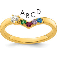 14K Yellow Gold 4-Birthstone and Diamond Mother's Ring Semi-Mount by Oro Pregiato