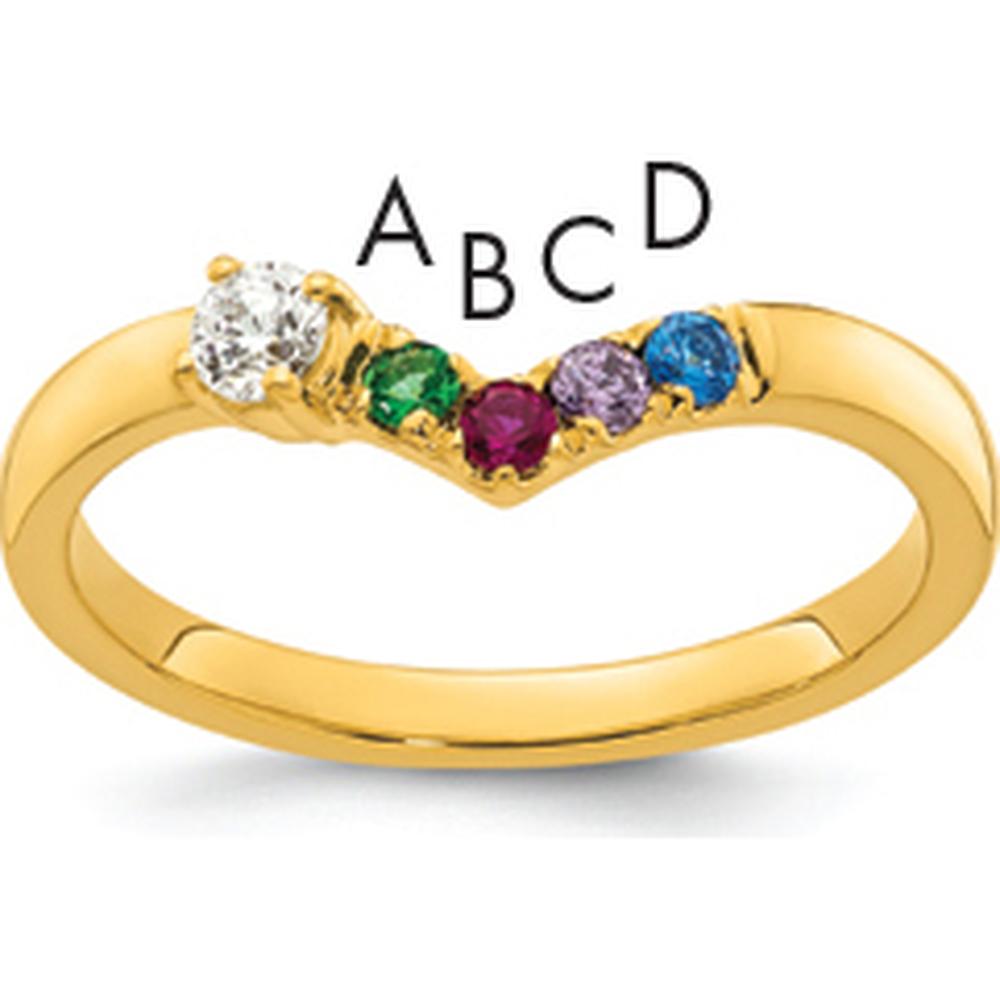 14K Yellow Gold 4-Birthstone and Diamond Mother's Ring Semi-Mount by Oro Pregiato