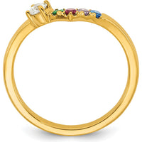 14K Yellow Gold 4-Birthstone and Diamond Mother's Ring Semi-Mount by Oro Pregiato