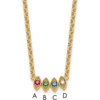 14K Yellow Gold 4-Birthstone Mother's Necklace Mounting - Customizable Pendant with Cable Chain by Oro Pregiato