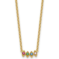 14K Yellow Gold 4-Birthstone Mother's Necklace Mounting - Customizable Pendant with Cable Chain by Oro Pregiato