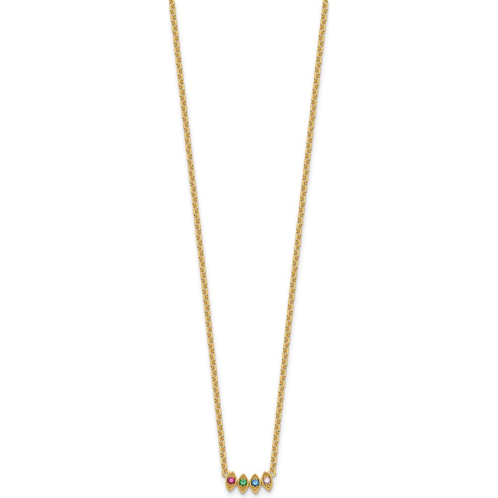 14K Yellow Gold 4-Birthstone Mother's Necklace Mounting - Customizable Pendant with Cable Chain by Oro Pregiato