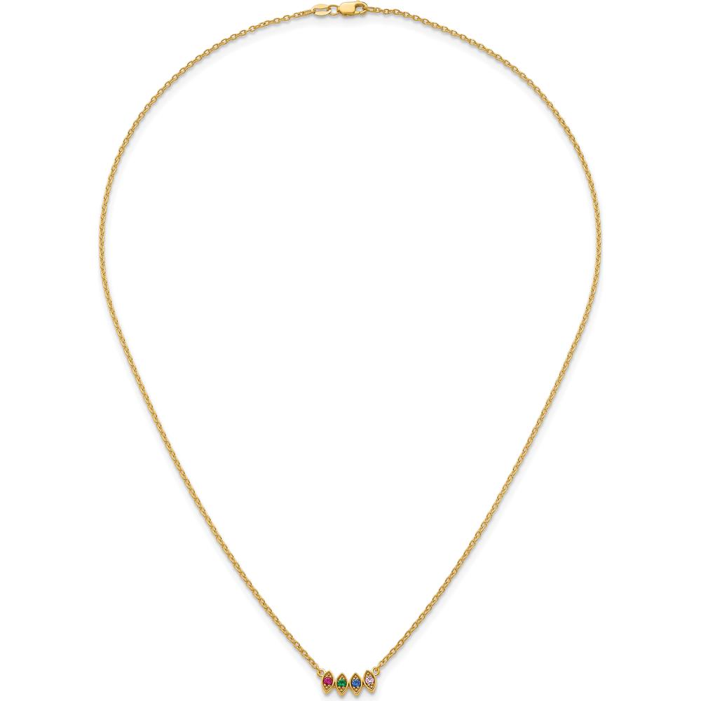 14K Yellow Gold 4-Birthstone Mother's Necklace Mounting - Customizable Pendant with Cable Chain by Oro Pregiato