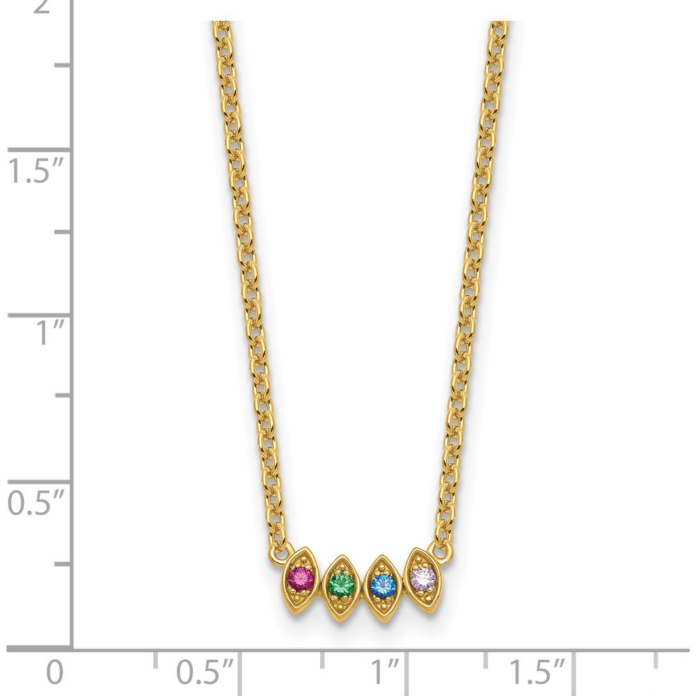 14K Yellow Gold 4-Birthstone Mother's Necklace Mounting - Customizable Pendant with Cable Chain by Oro Pregiato