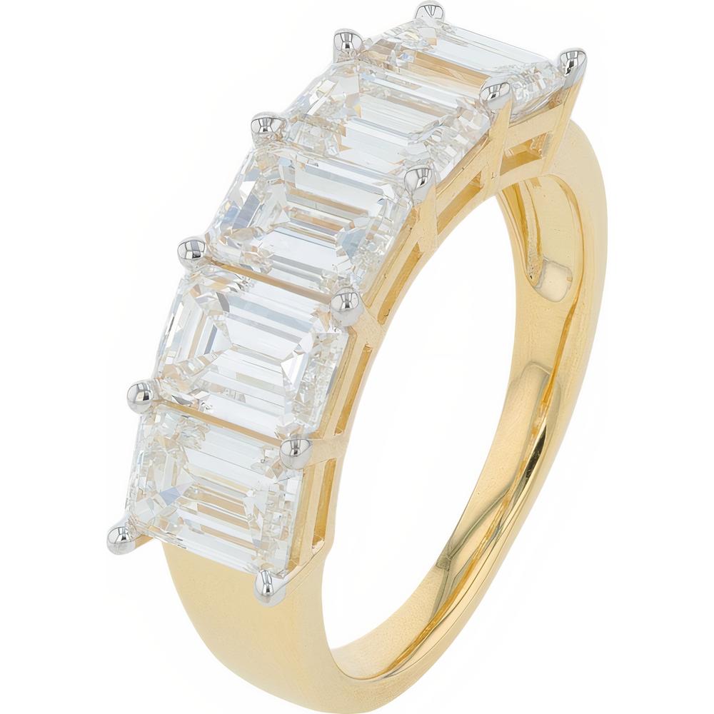 14K Yellow Gold 4 Carat Lab Grown Diamond Band with Emerald Cut Diamonds
