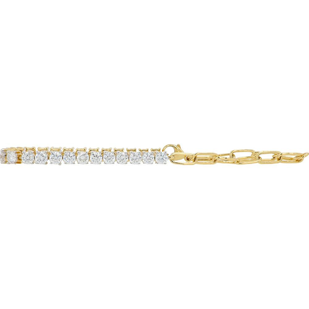 14K Yellow Gold 4 Carat Lab Grown Diamond Paperclip Chain Bracelet - 7.25" Length