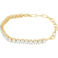 14K Yellow Gold 4 Carat Lab Grown Diamond Paperclip Chain Bracelet - 7.25" Length
